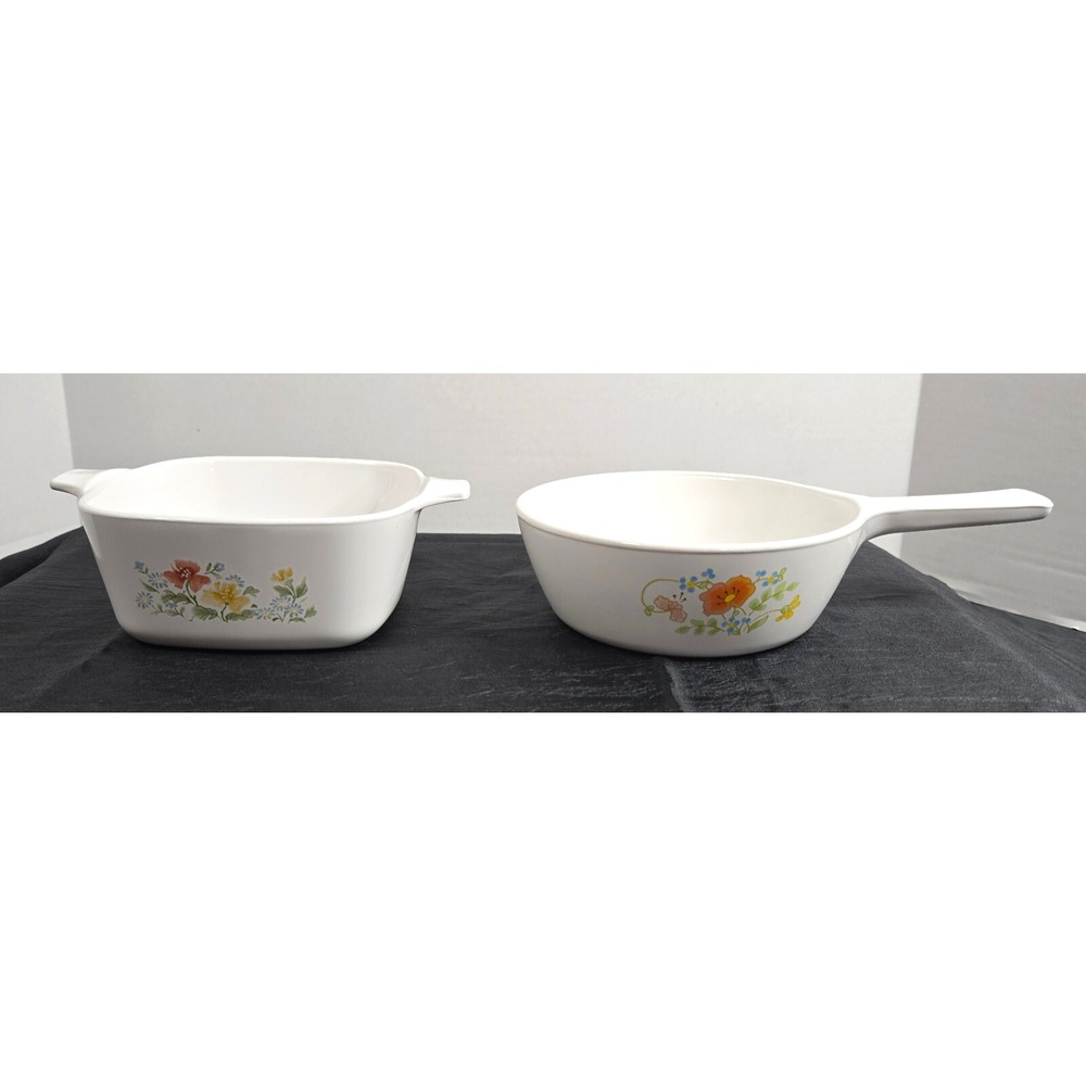 Corning Ware Wildflower One round P-81-B  & One Square P-43-B Baking Dishes